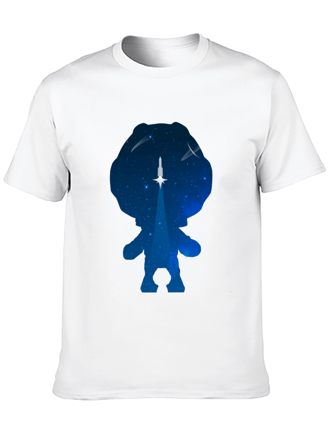 Astronaut Silhouette Rocket Launch Black T-Shirt