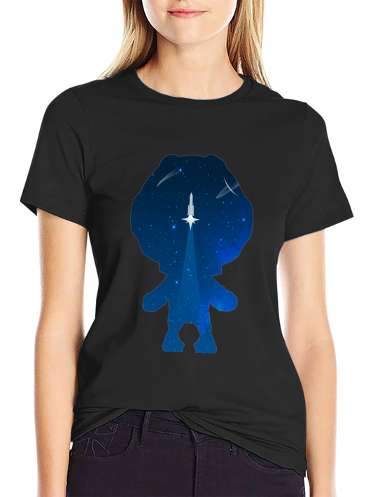 Astronaut Silhouette Rocket Launch Black T-Shirt