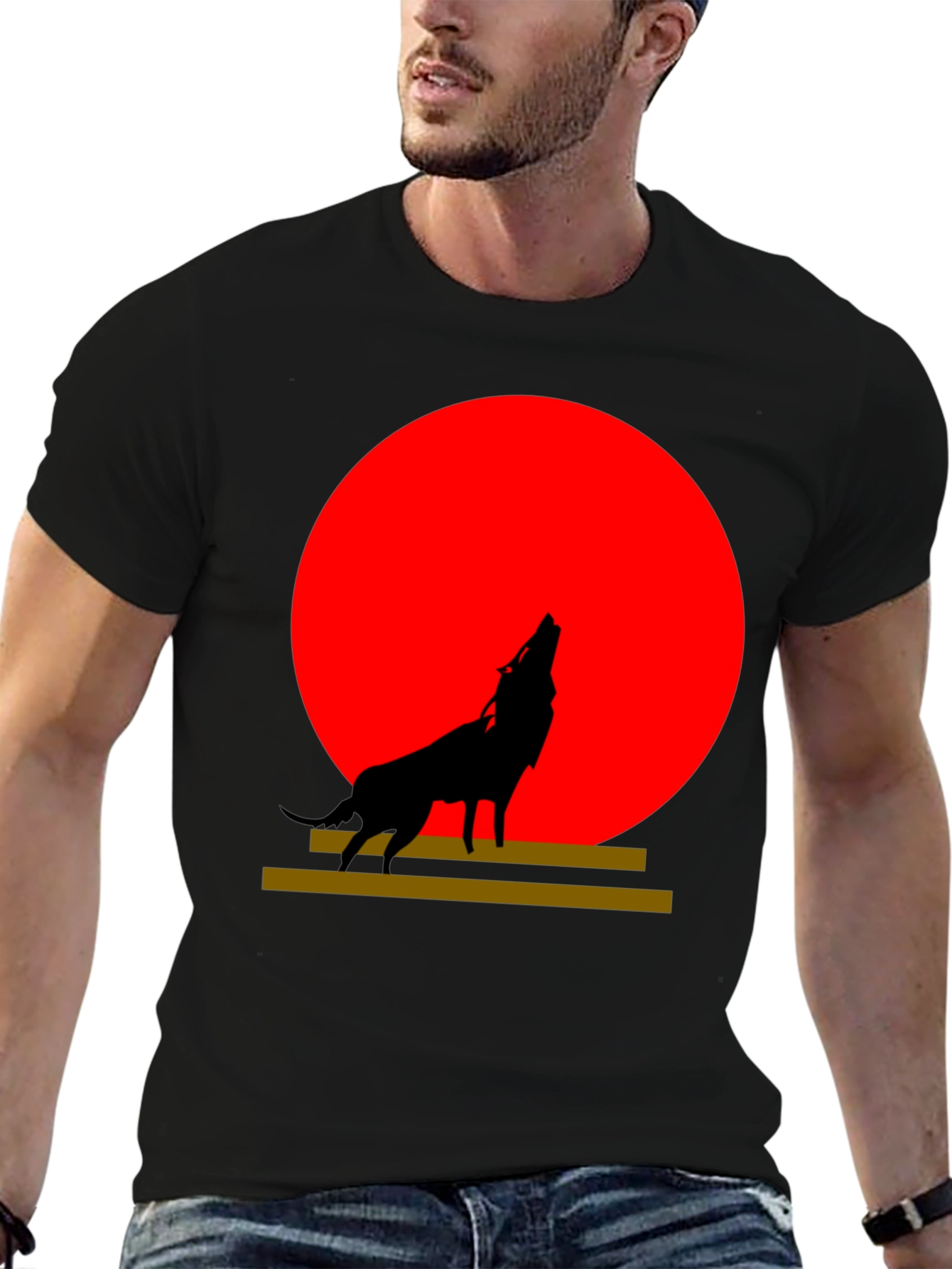 Wolf Silhouette Graphic Tee - Red Moon Design