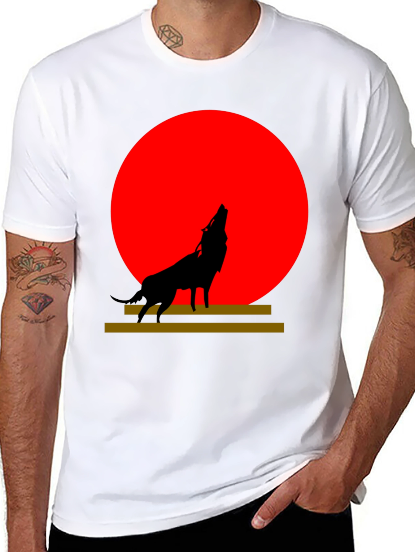 Wolf Silhouette Graphic Tee - Red Moon Design