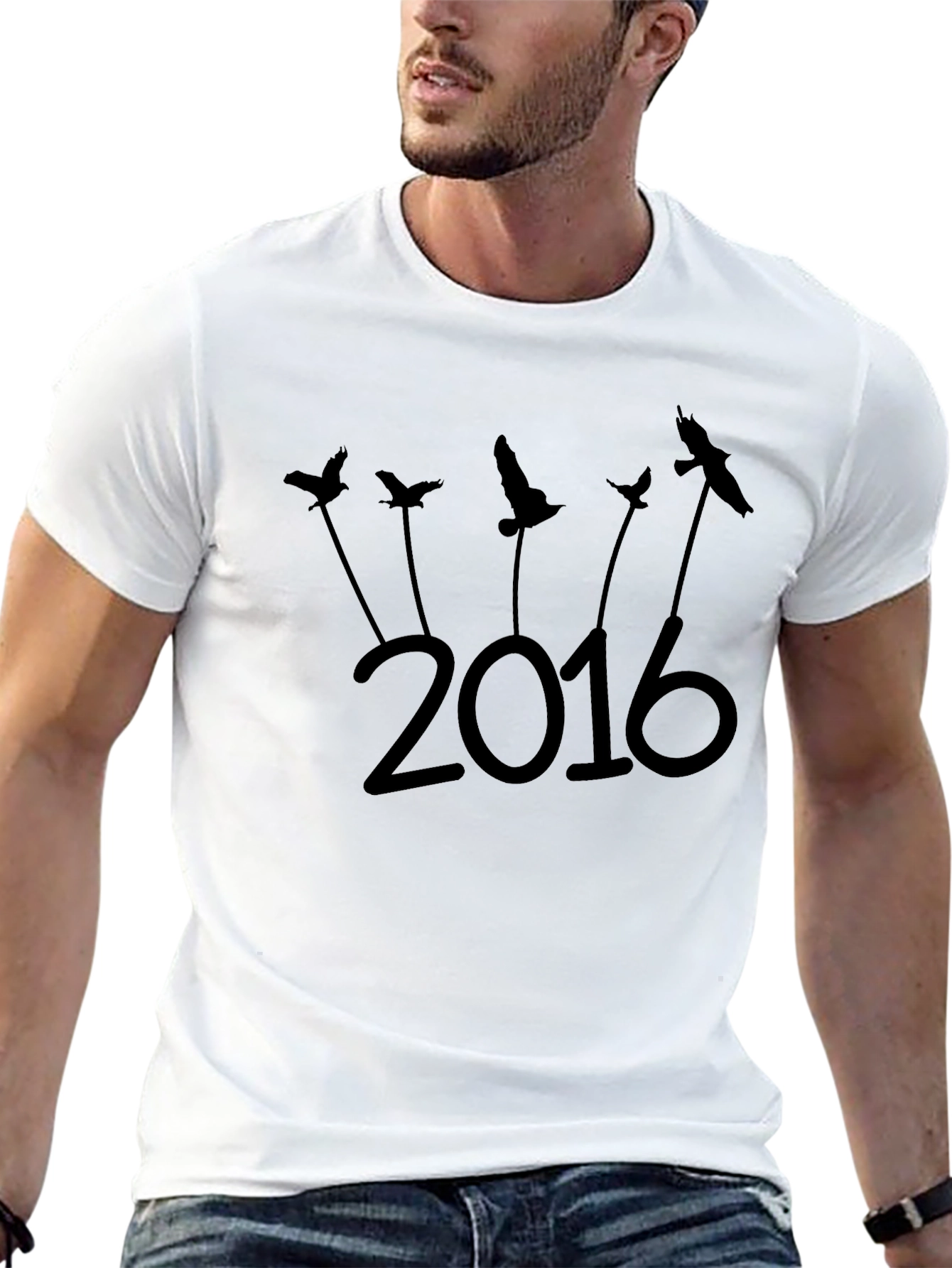 2016 Bird Silhouette Graphic Tee - Stylish & Unique