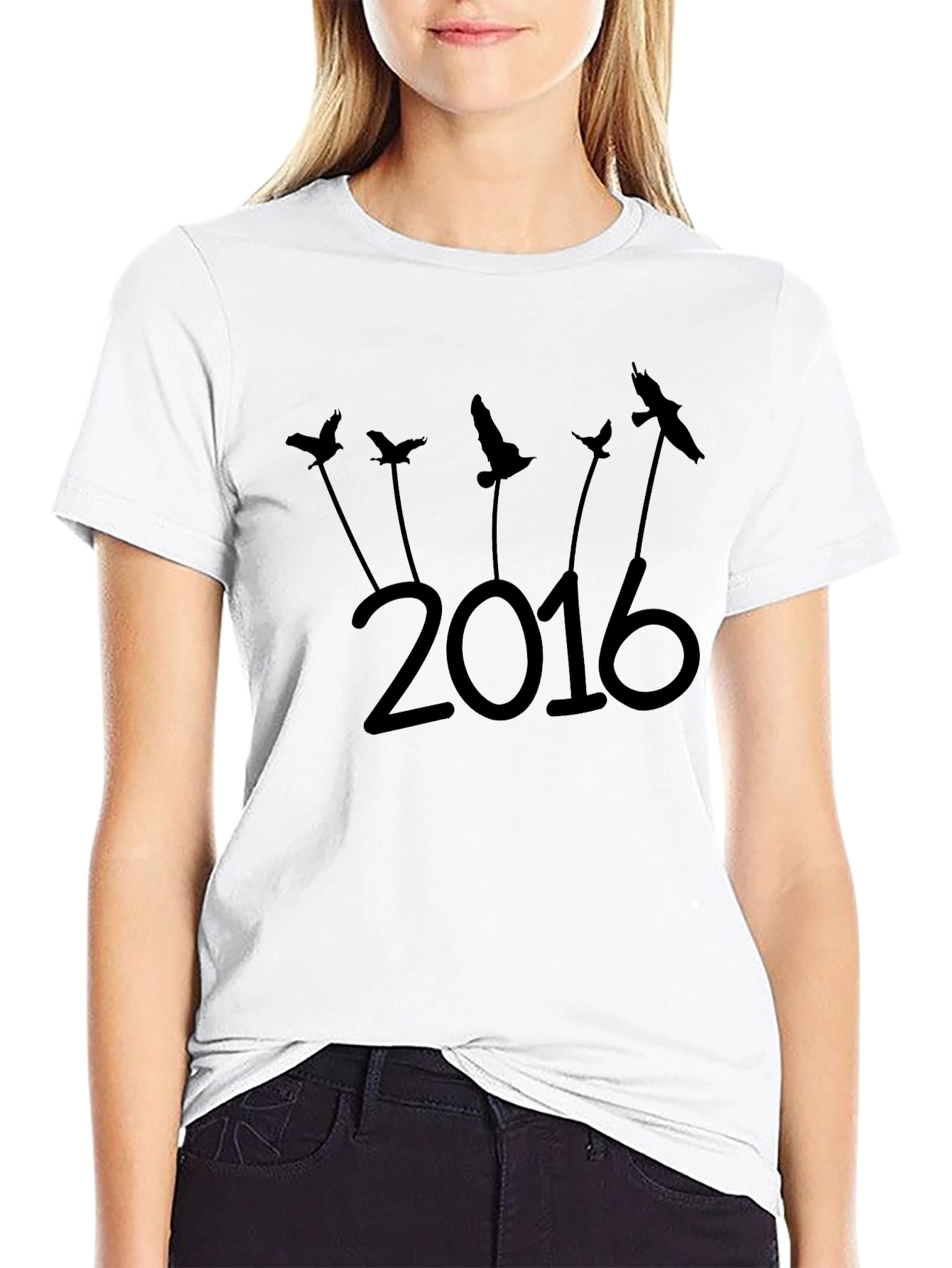 2016 Bird Silhouette Graphic Tee - Stylish & Unique
