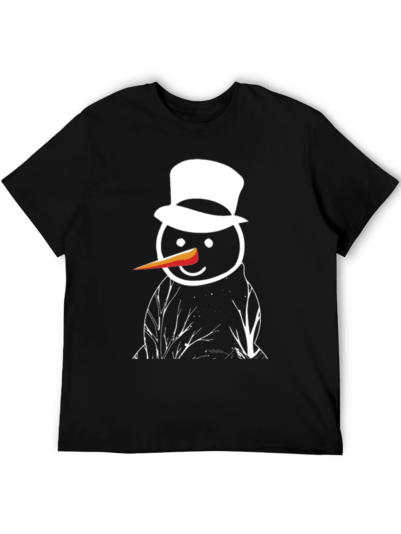 Snowman Graphic Tee - Black Cotton T-Shirt