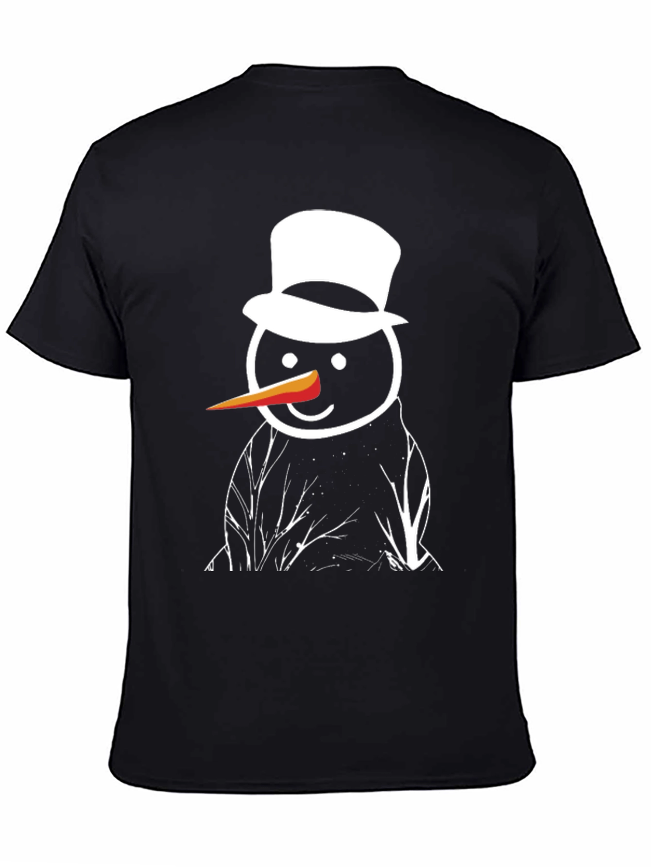 Snowman Graphic Tee - Black Cotton T-Shirt
