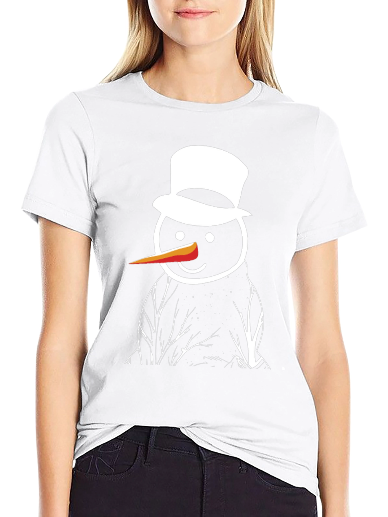 Snowman Graphic Tee - Black Cotton T-Shirt