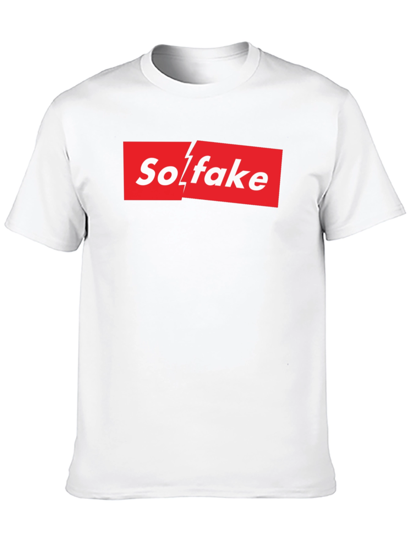 So Fake Box Logo Graphic Tee - Novelty T-Shirt