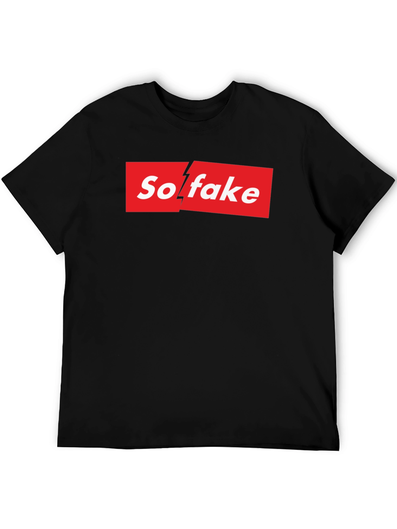 So Fake Box Logo Graphic Tee - Novelty T-Shirt