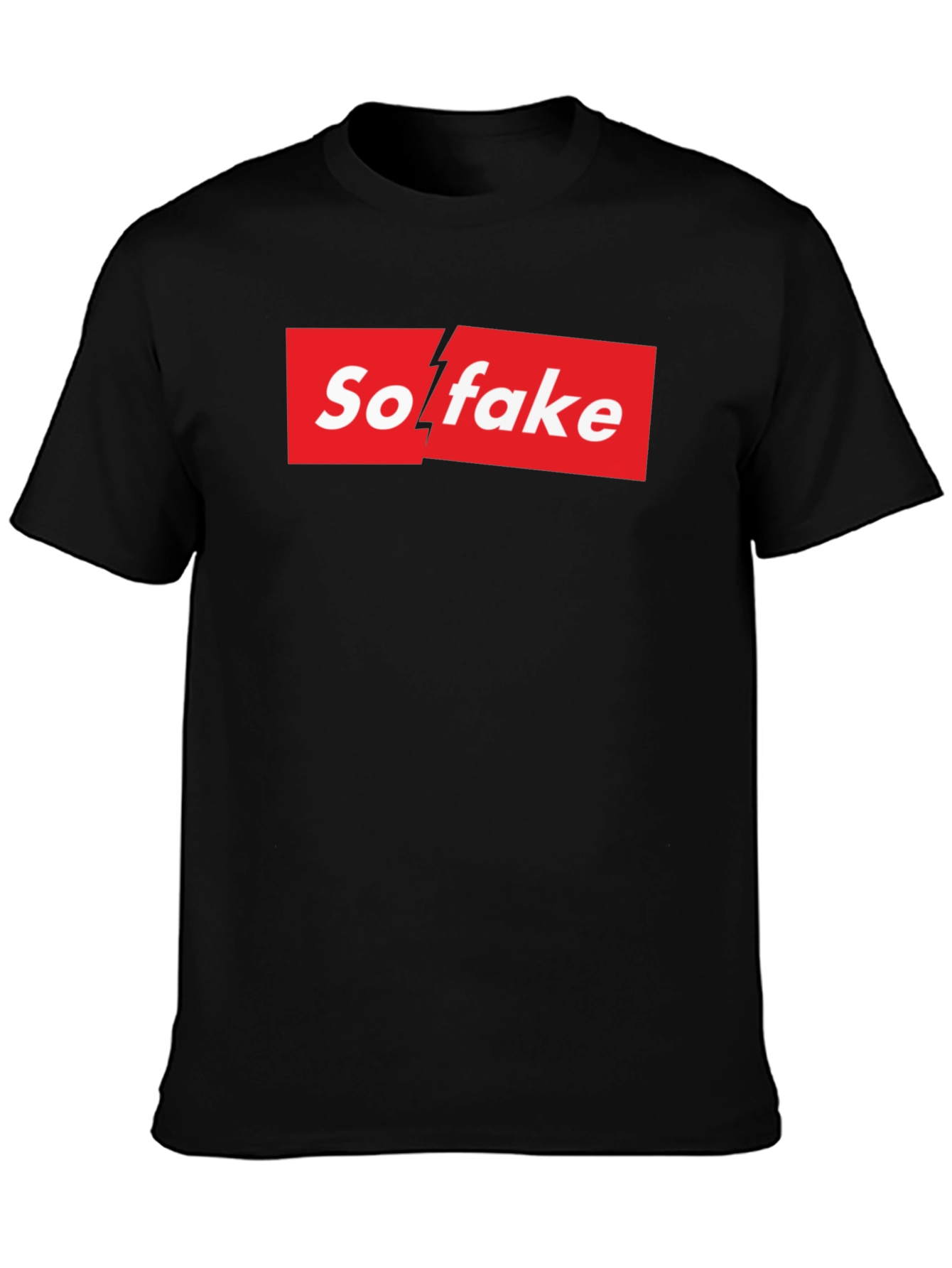 So Fake Box Logo Graphic Tee - Novelty T-Shirt