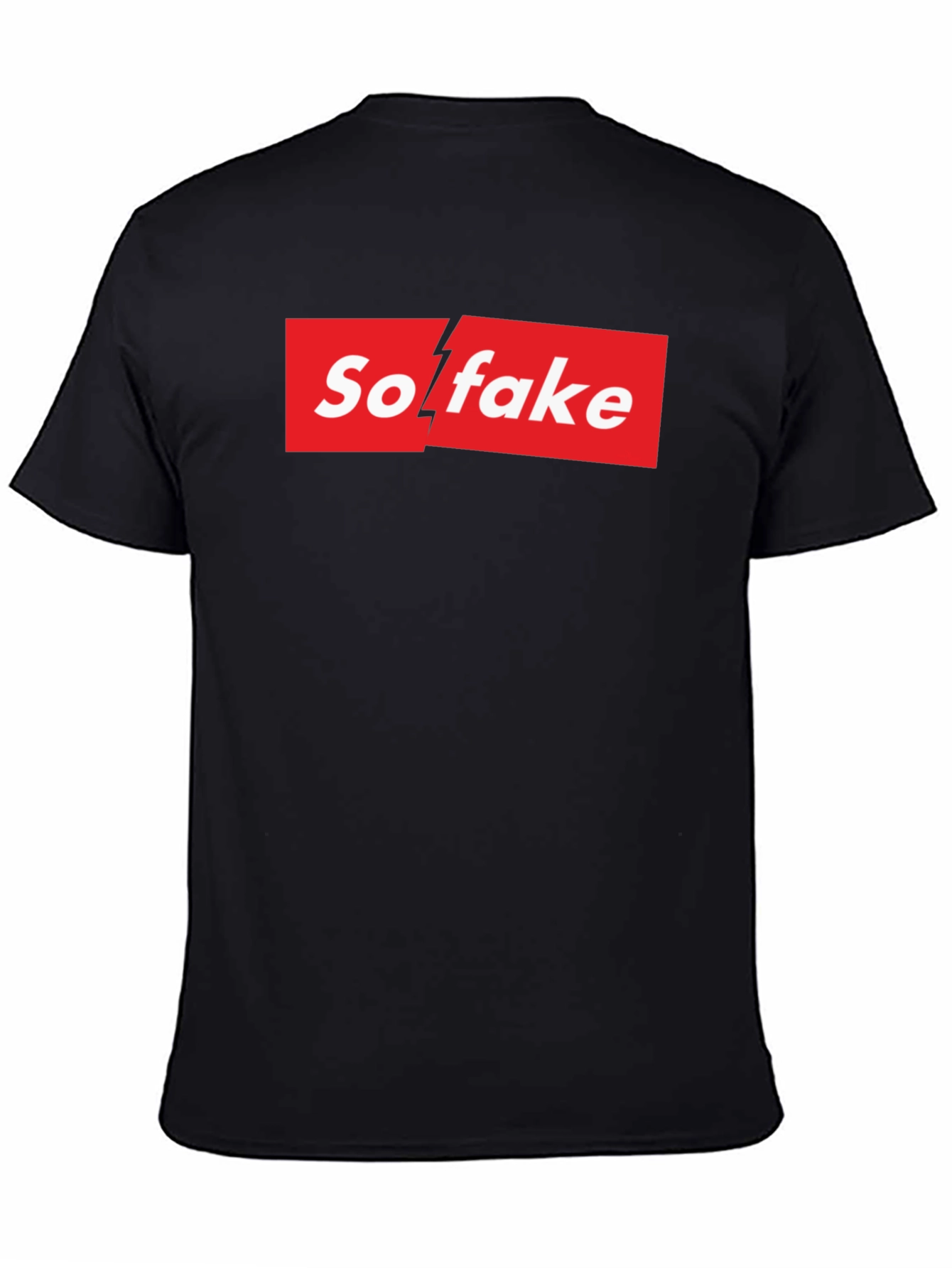 So Fake Box Logo Graphic Tee - Novelty T-Shirt