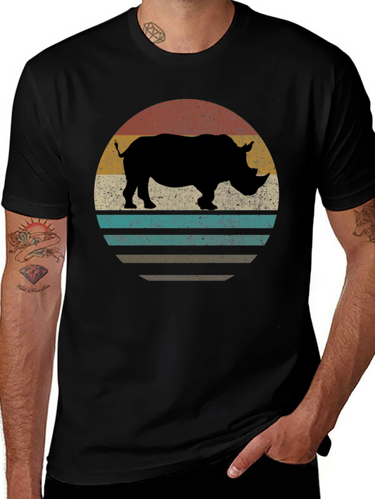 Retro Rhino Graphic Tee - Vintage Style T-Shirt