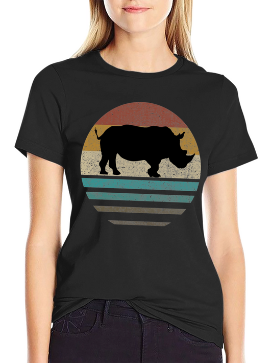Retro Rhino Graphic Tee - Vintage Style T-Shirt