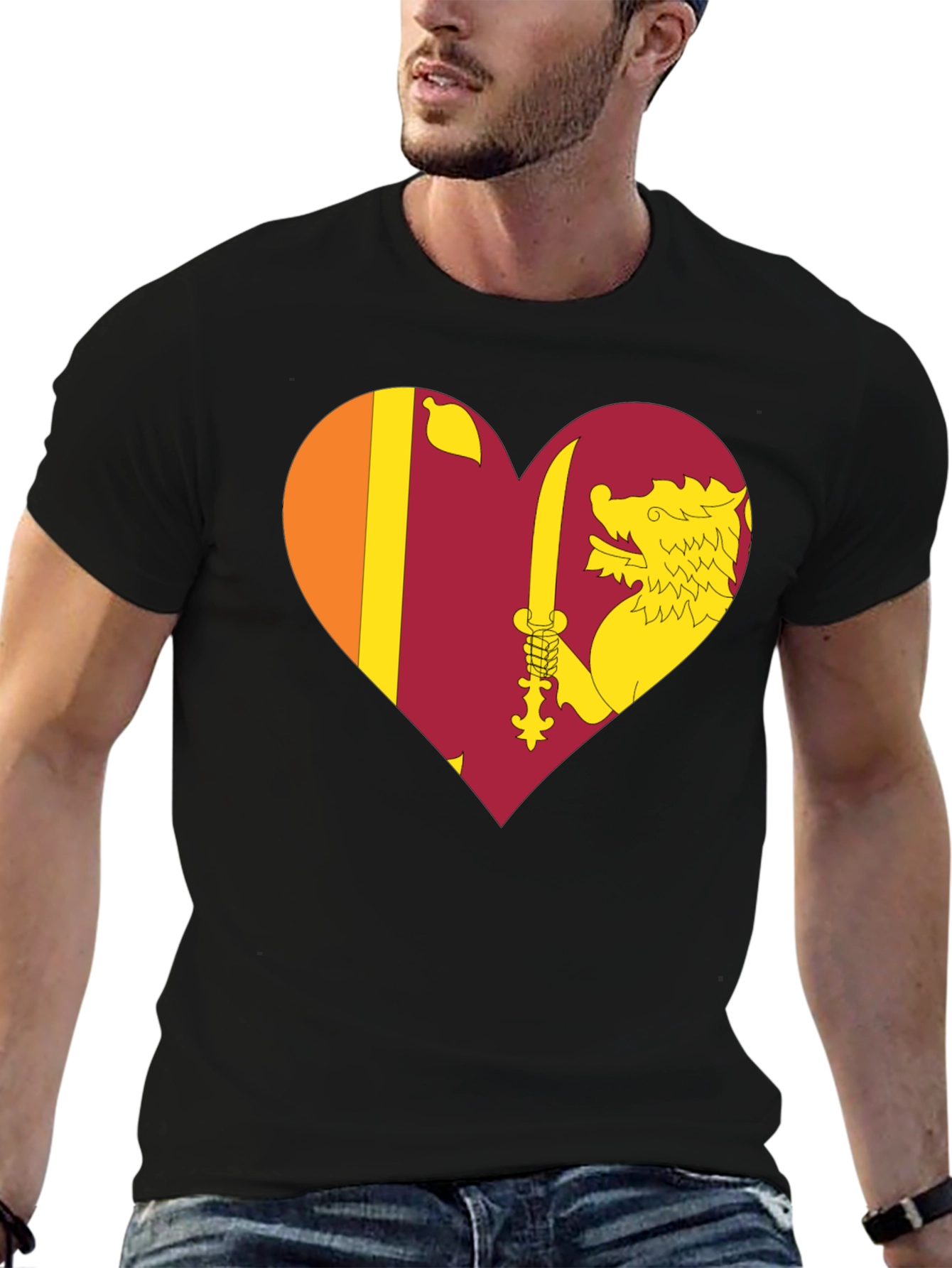 Sri Lanka Flag Heart T-Shirt - Show Your Love!