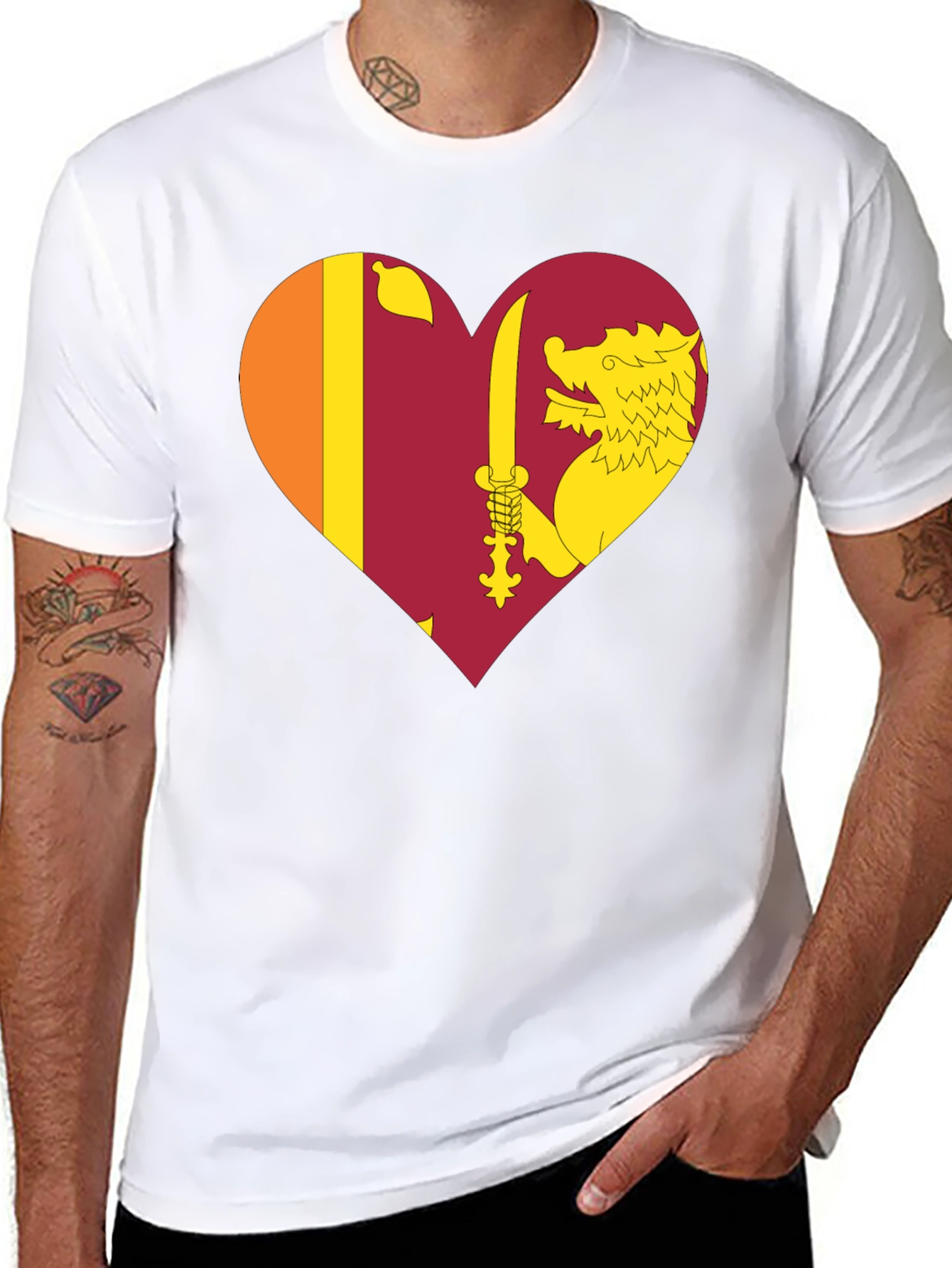 Sri Lanka Flag Heart T-Shirt - Show Your Love!