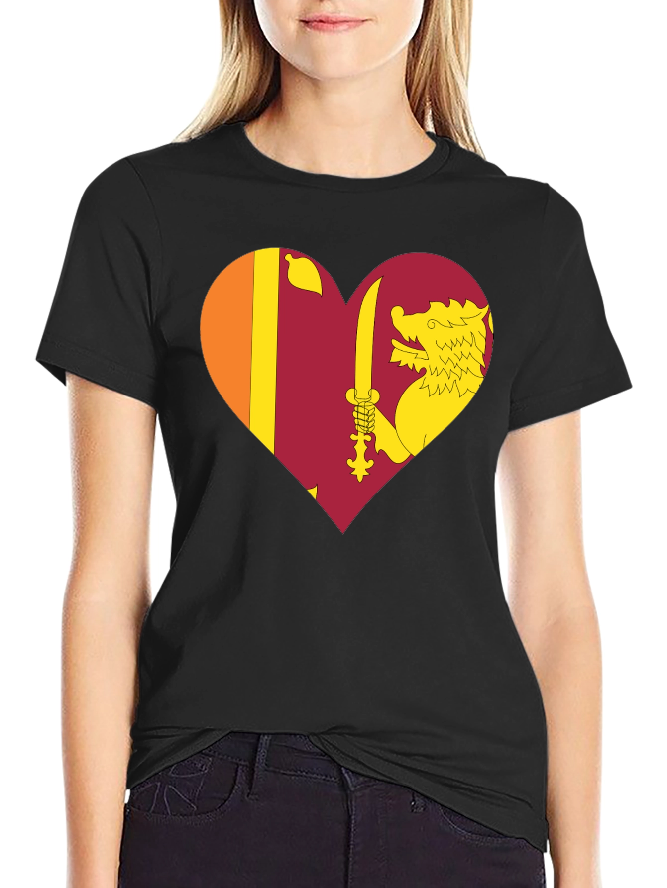 Sri Lanka Flag Heart T-Shirt - Show Your Love!