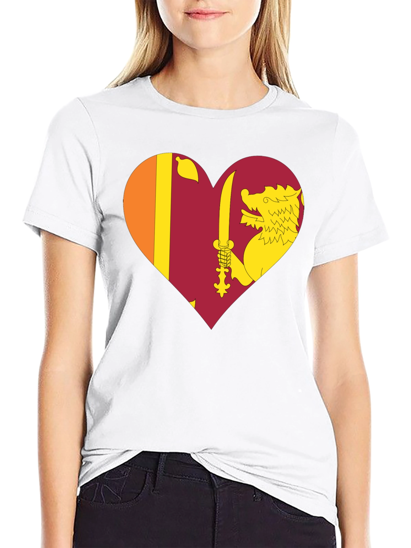 Sri Lanka Flag Heart T-Shirt - Show Your Love!