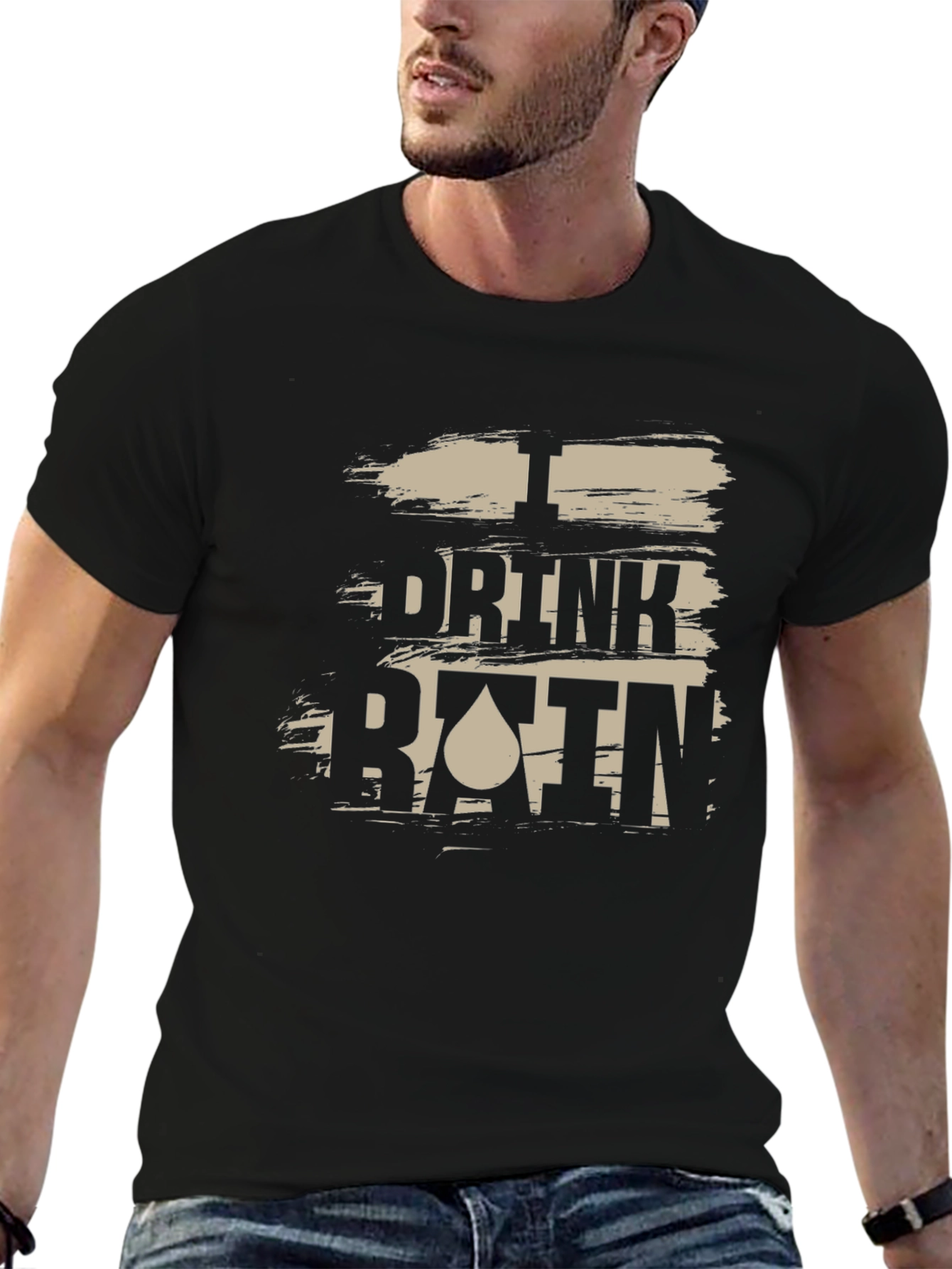 I Drink Rain Mens Black Graphic T-Shirt