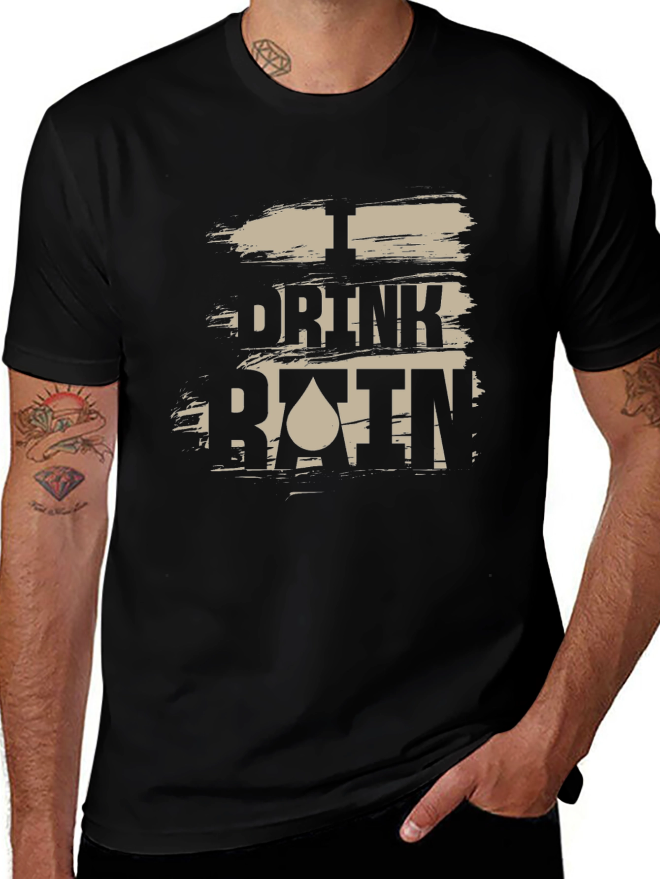 I Drink Rain Mens Black Graphic T-Shirt