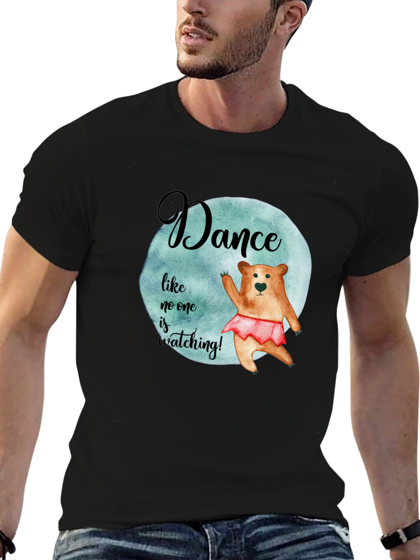 Dance Bear Graphic Tee - Unisex Black T-Shirt