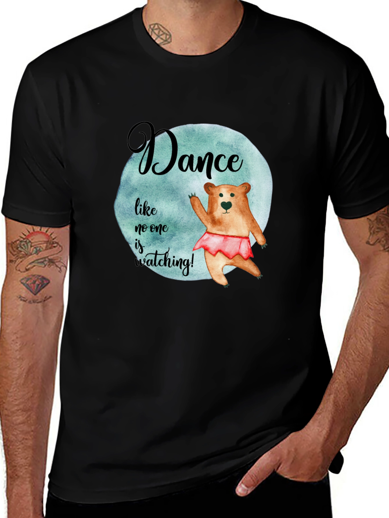 Dance Bear Graphic Tee - Unisex Black T-Shirt