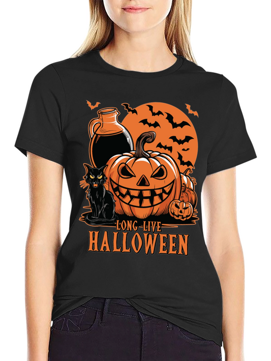 Halloween Graphic Tee - Long Live Halloween Black T-Shirt