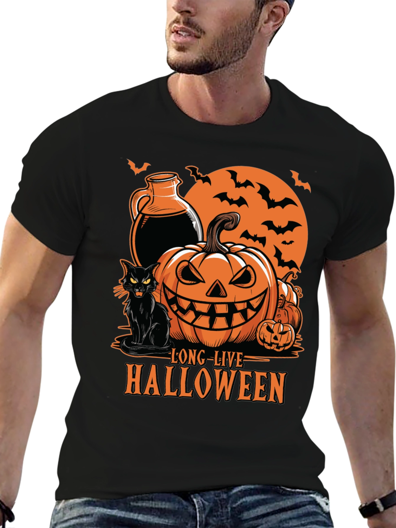 Halloween Graphic Tee - Long Live Halloween Black T-Shirt