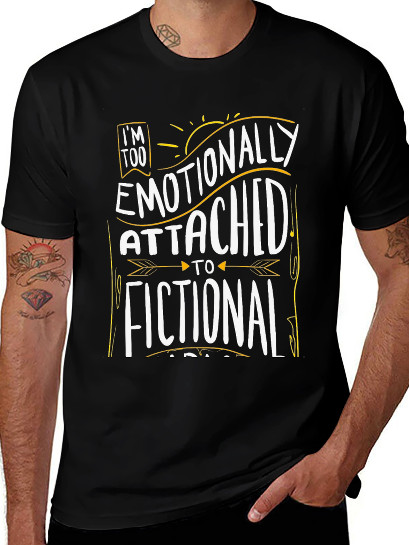 Emotionally Attached Fictional Characters Black Graphic Tee