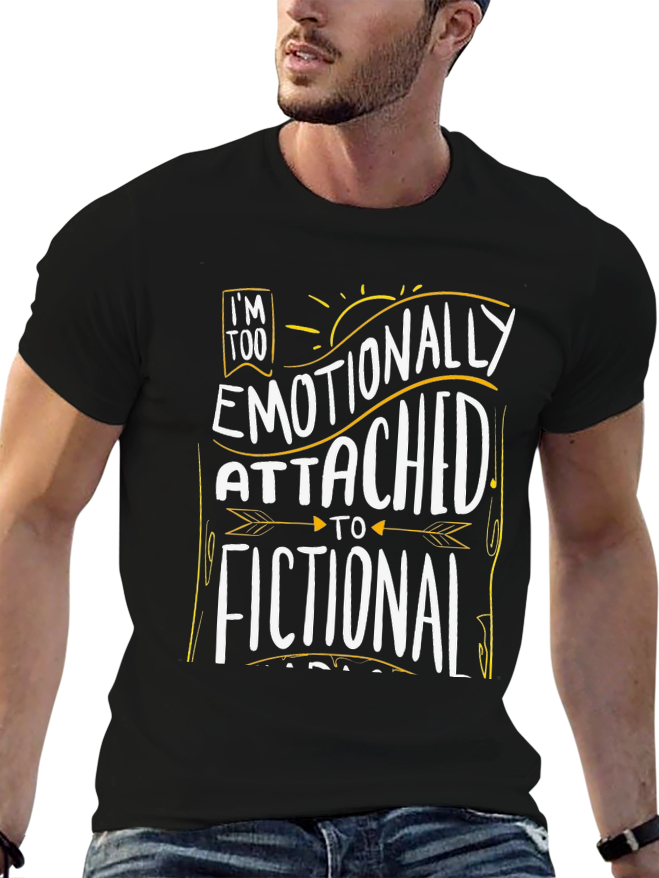 Emotionally Attached Fictional Characters Black Graphic Tee
