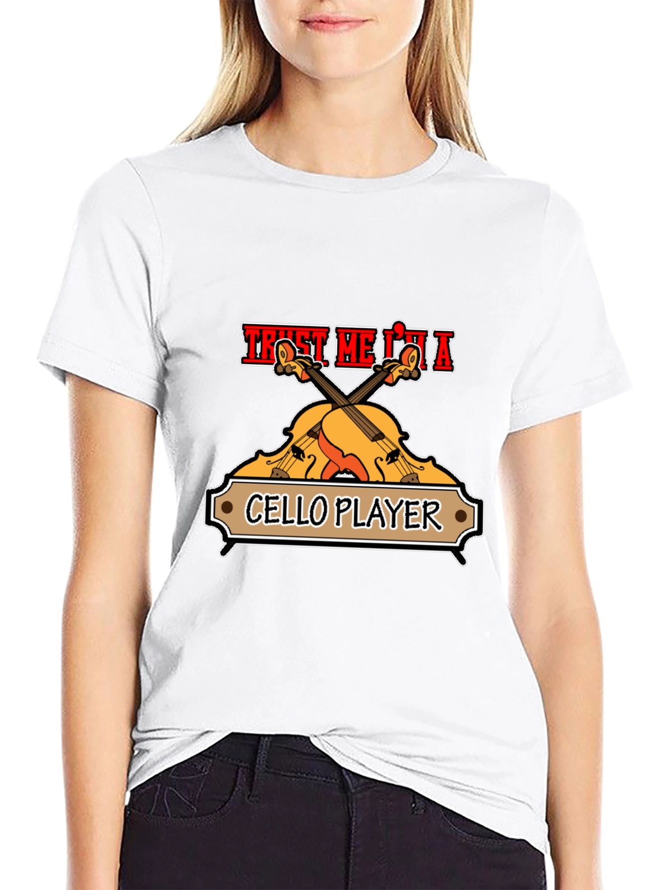 Trust Me Im A Cello Player Black Graphic T-Shirt