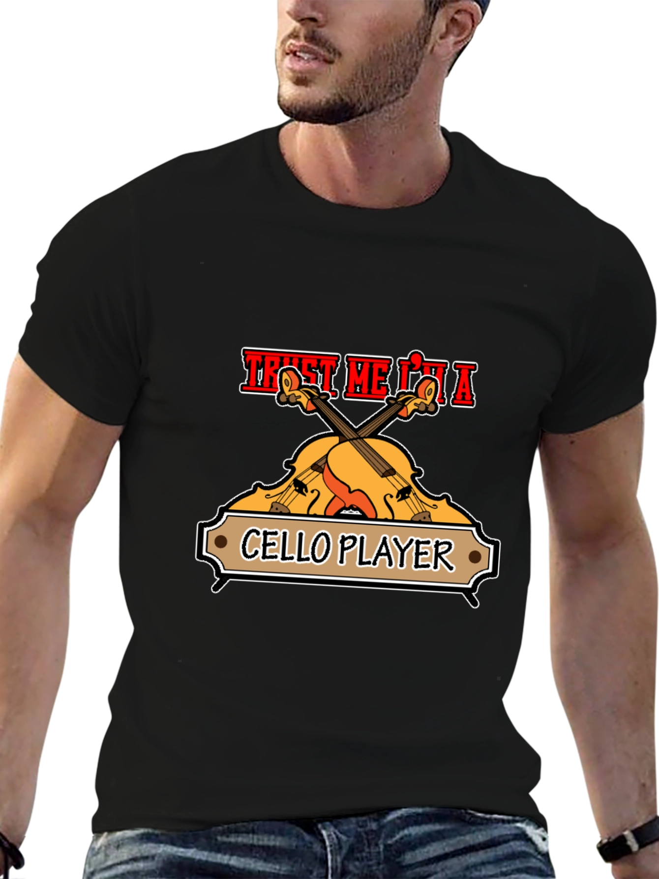 Trust Me Im A Cello Player Black Graphic T-Shirt
