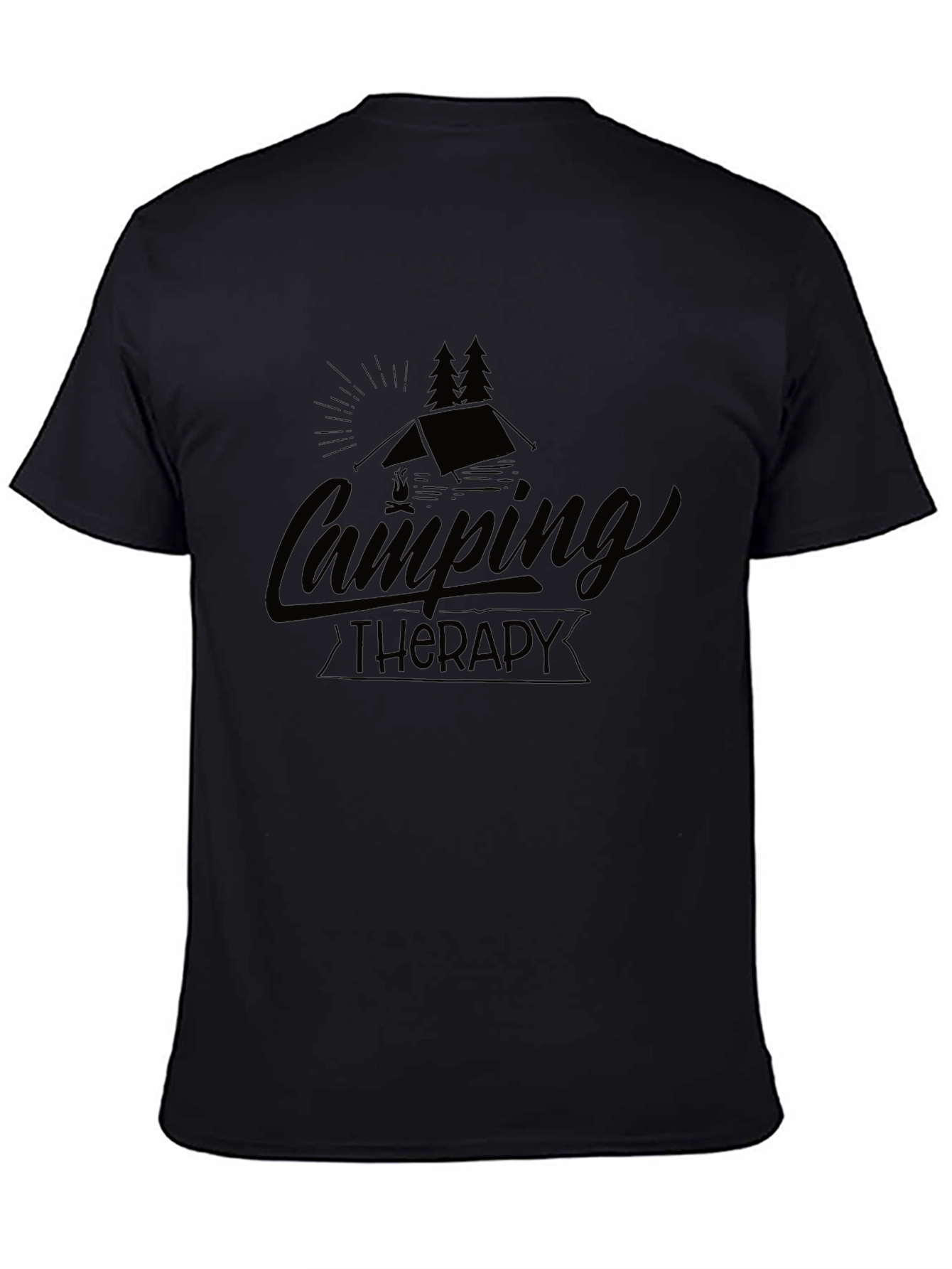 Camping Therapy Graphic Tee - Black