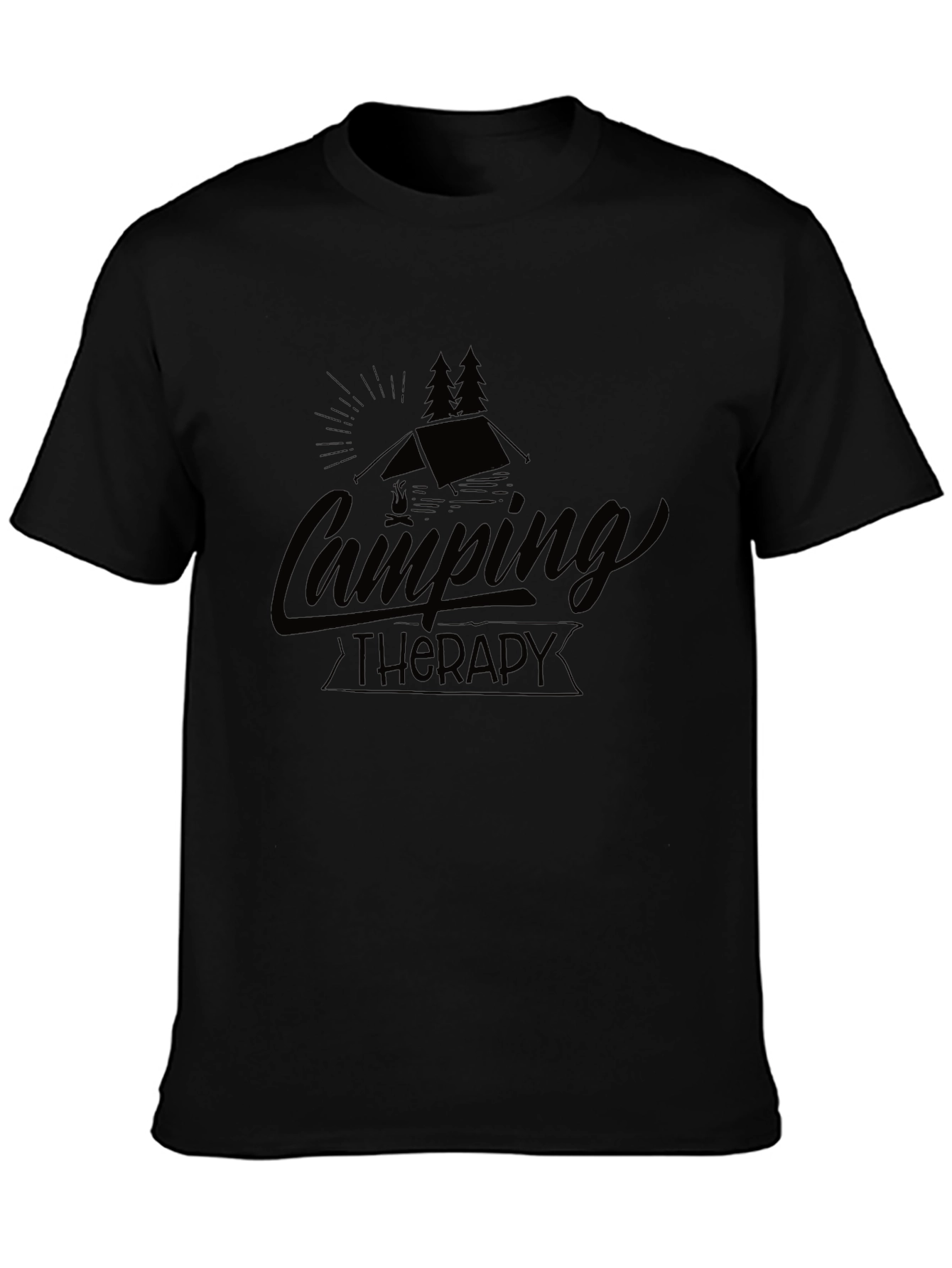 Camping Therapy Graphic Tee - Black