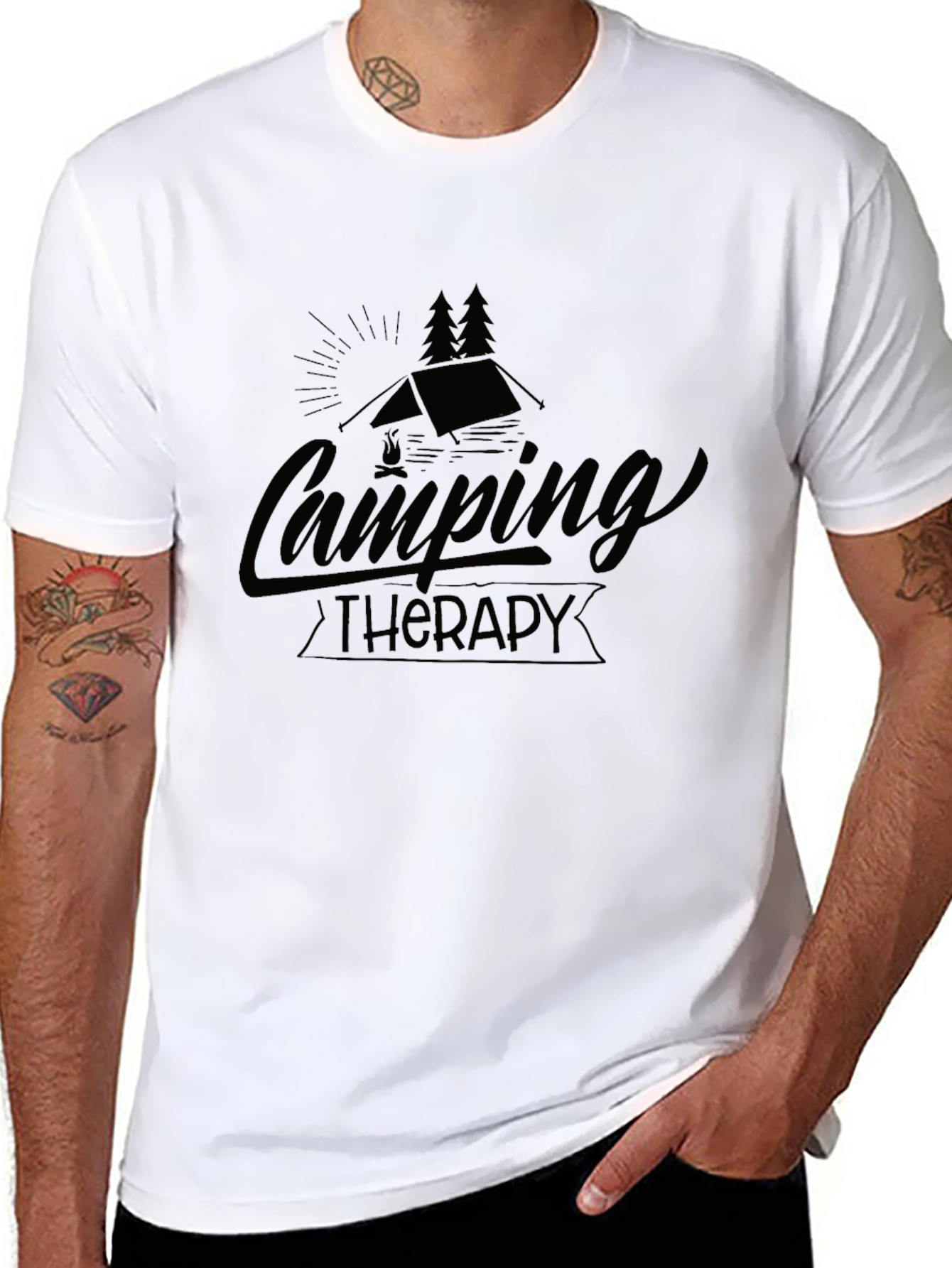 Camping Therapy Graphic Tee - Black