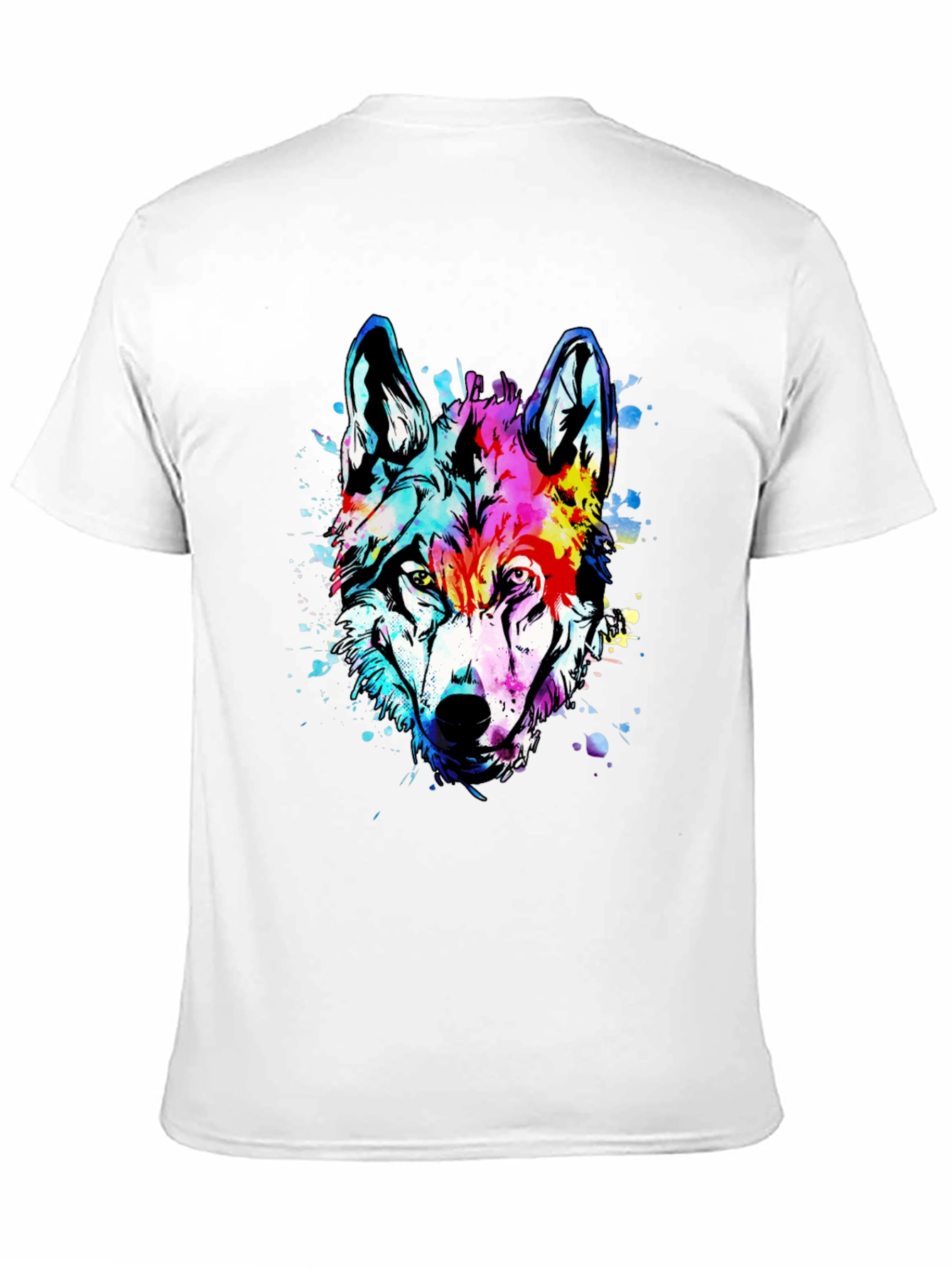 Vivid Wolf Graphic Tee - Mens Black Cotton T-Shirt