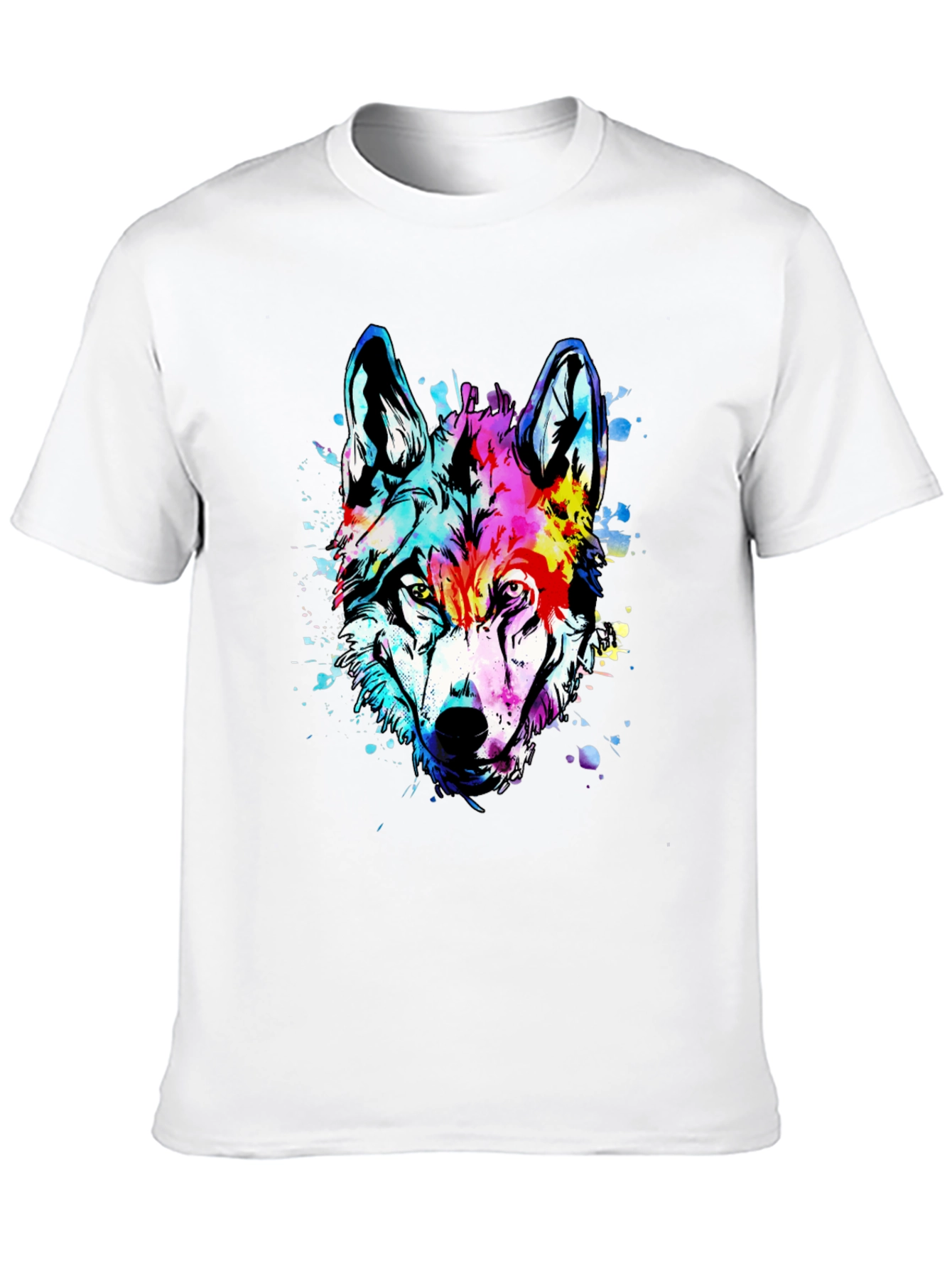 Vivid Wolf Graphic Tee - Mens Black Cotton T-Shirt