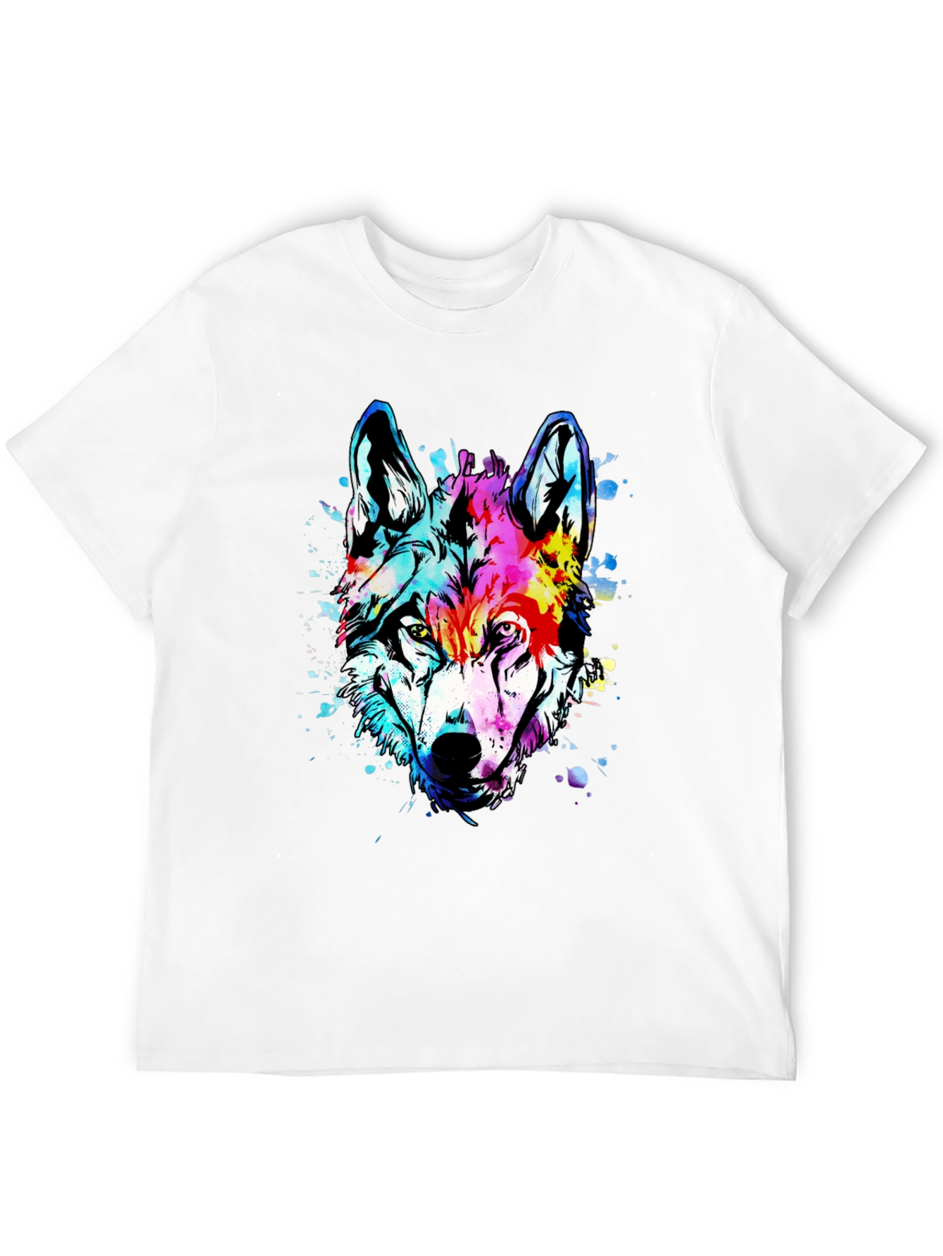 Vivid Wolf Graphic Tee - Mens Black Cotton T-Shirt