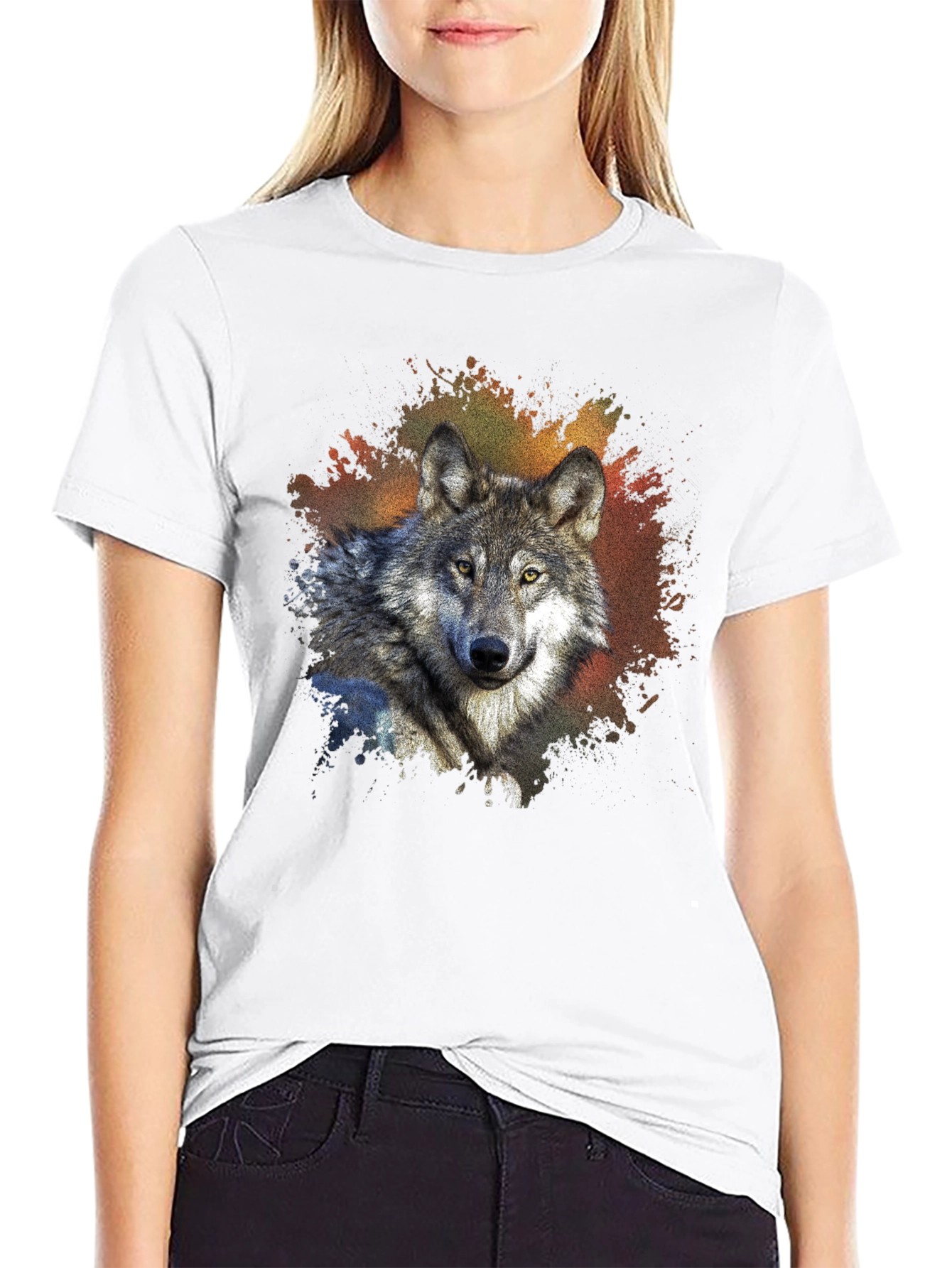 Wolf Graphic Tee - Mens Black Crew Neck T-Shirt