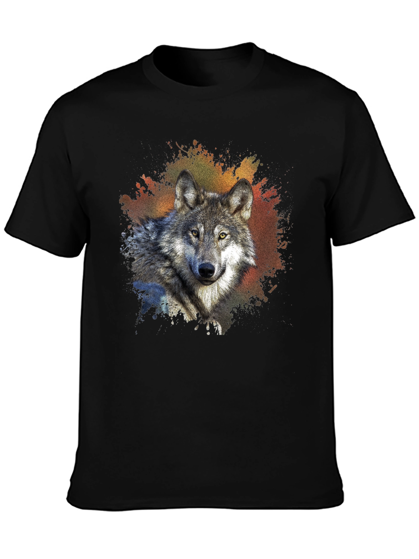 Wolf Graphic Tee - Mens Black Crew Neck T-Shirt