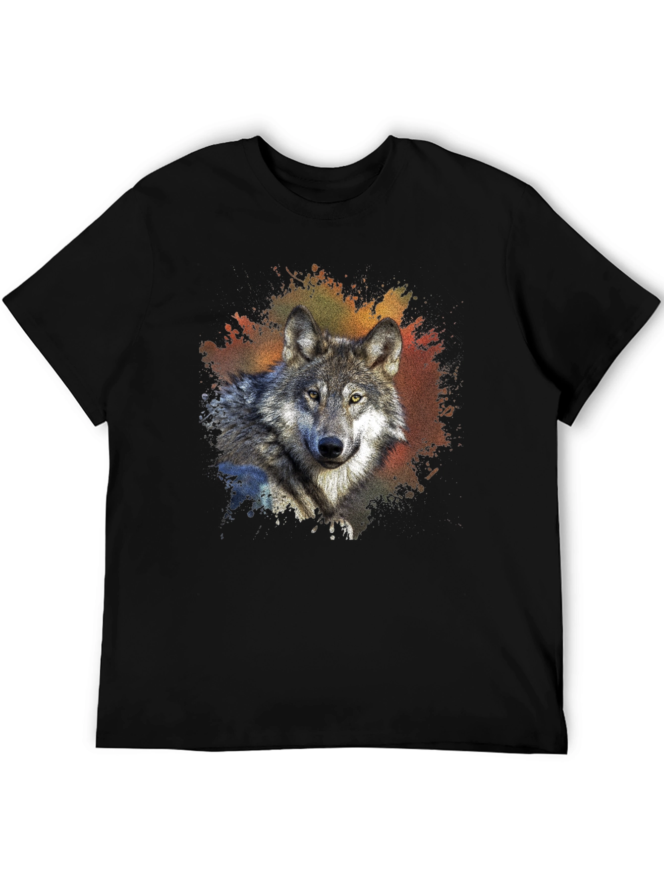 Wolf Graphic Tee - Mens Black Crew Neck T-Shirt