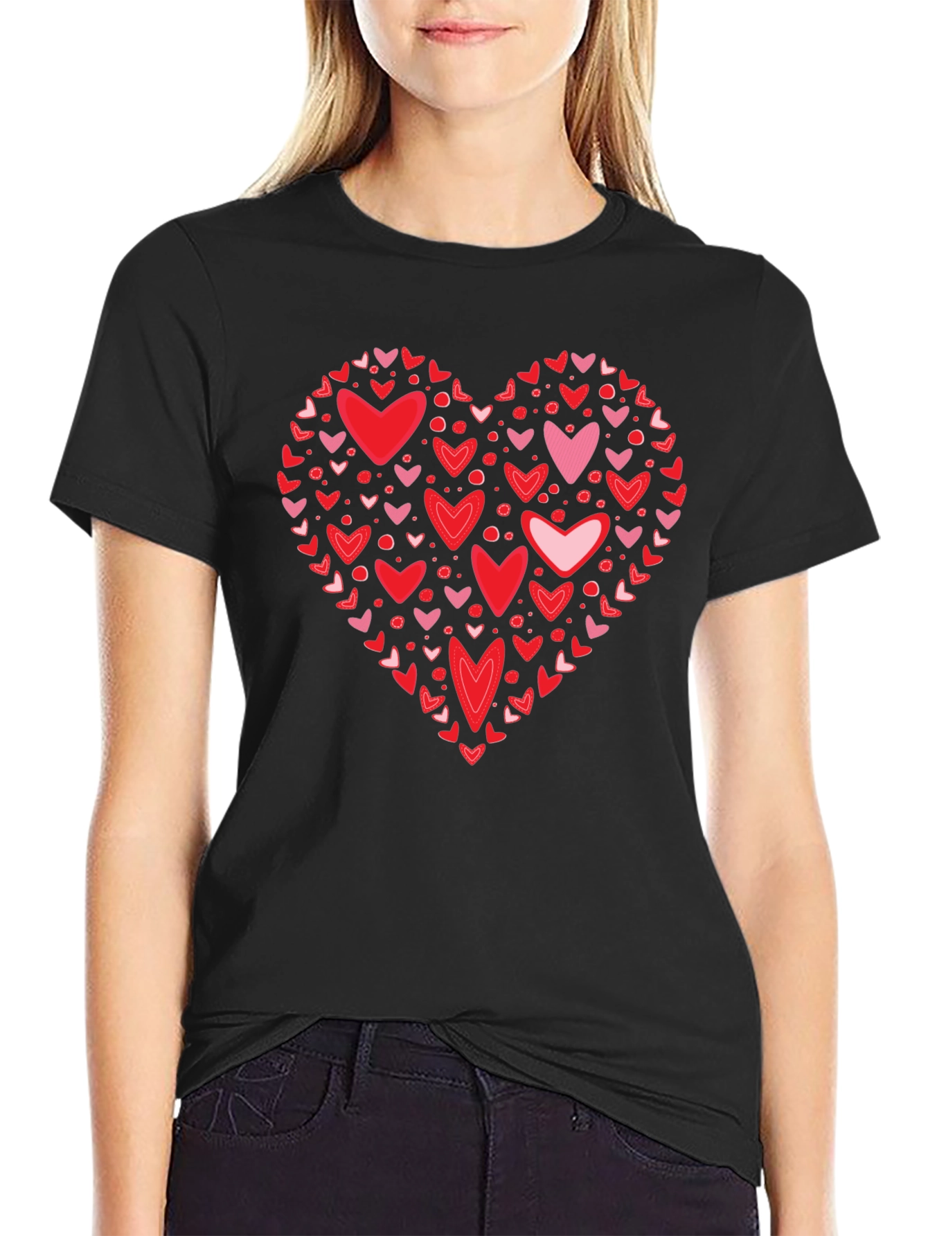 Heart Valentines Day Crew Neck T-Shirt