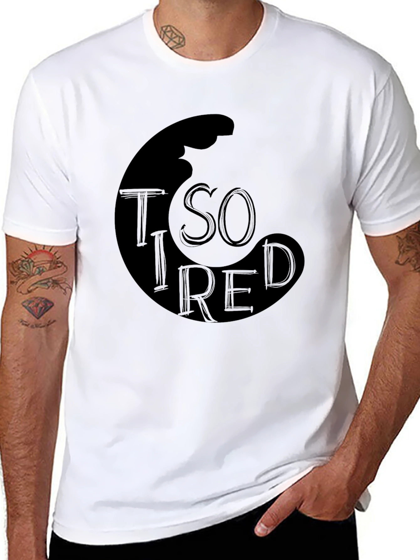 So Tired Graphic Tee - Black