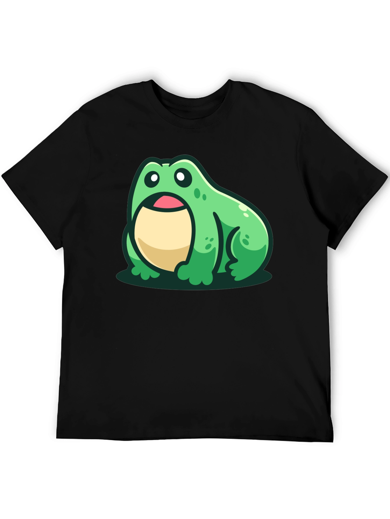 Cute Frog Graphic Tee - Black Cotton T-Shirt
