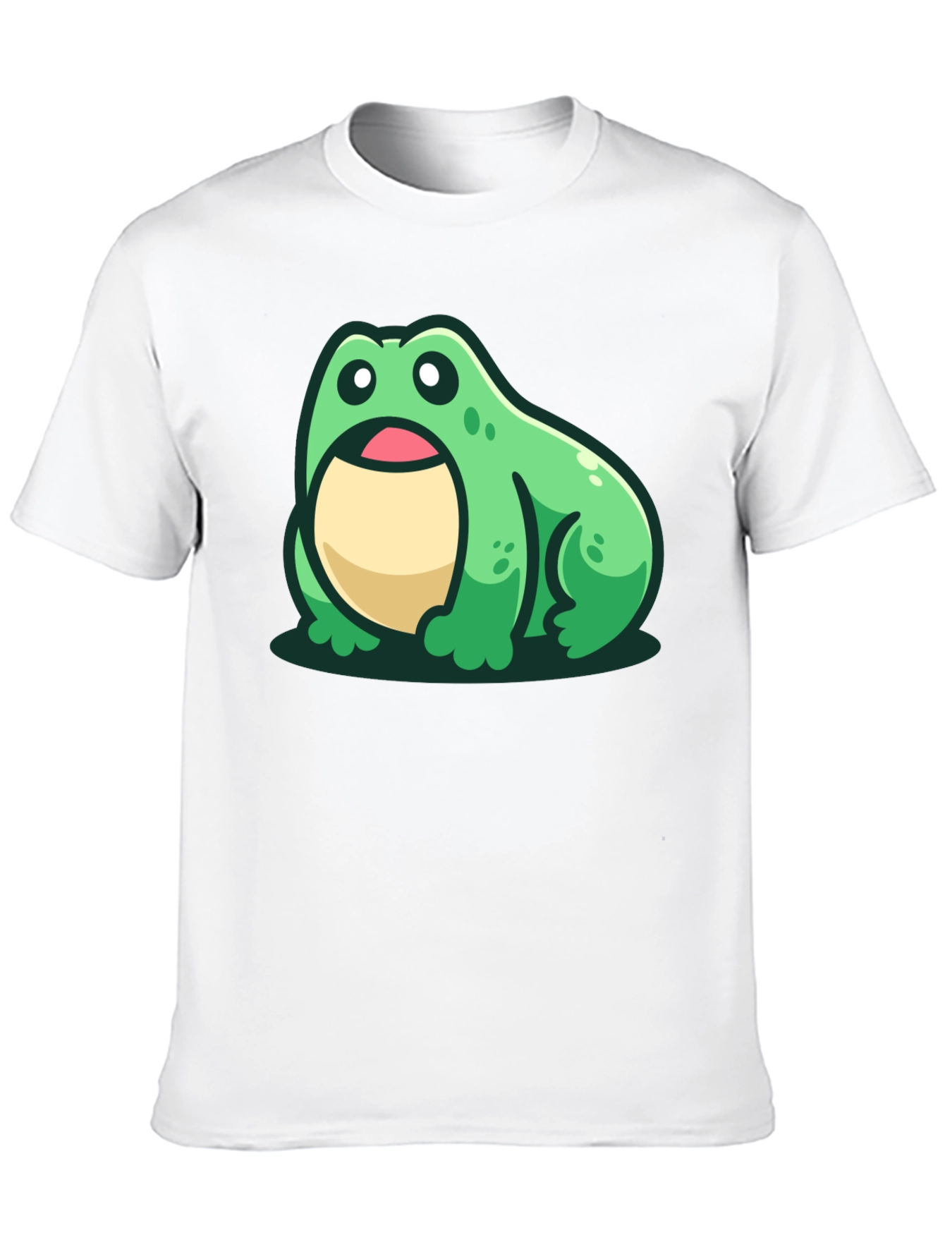 Cute Frog Graphic Tee - Black Cotton T-Shirt