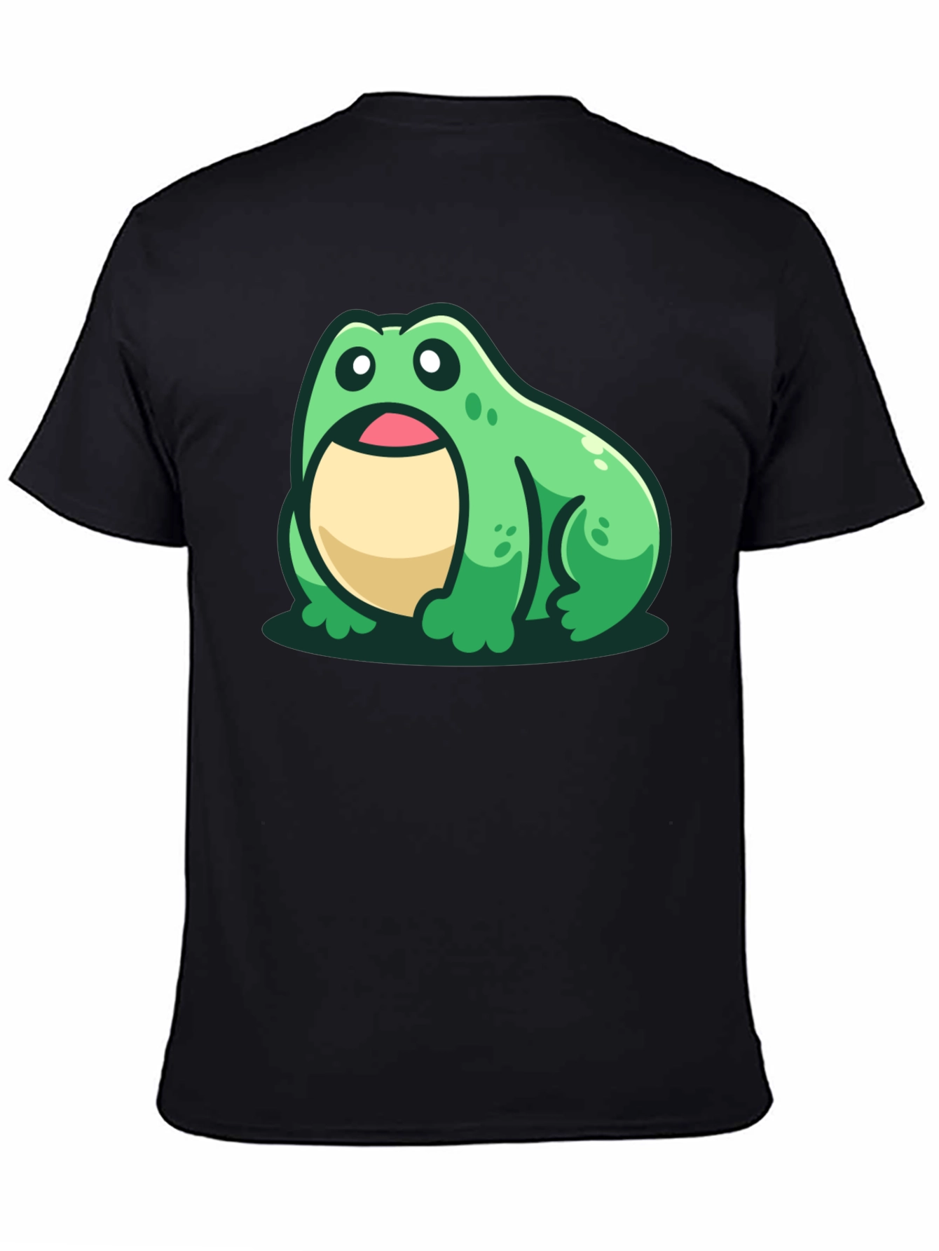 Cute Frog Graphic Tee - Black Cotton T-Shirt