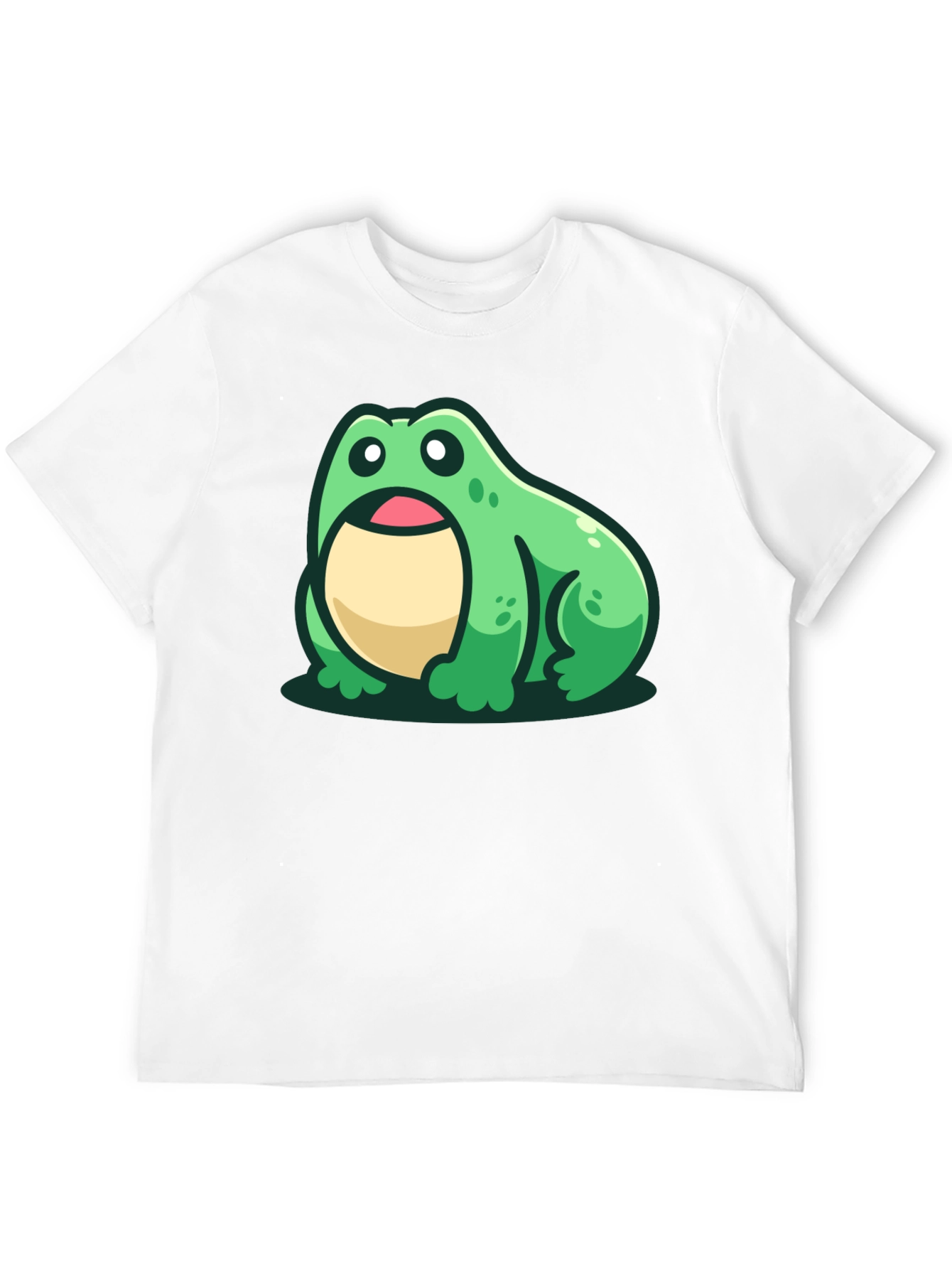 Cute Frog Graphic Tee - Black Cotton T-Shirt