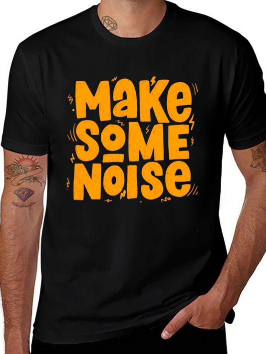Make Some Noise Graphic Tee - Black Crew Neck T-Shirt
