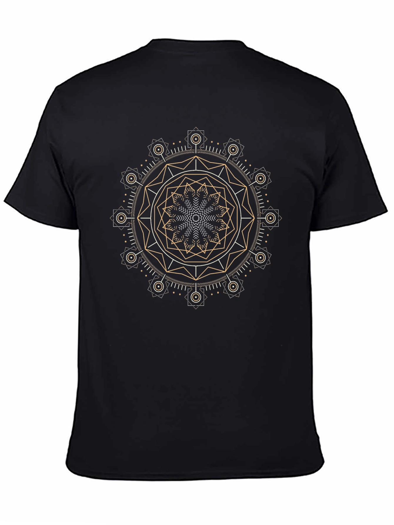 Geometric Mandala Graphic Print Black T-Shirt