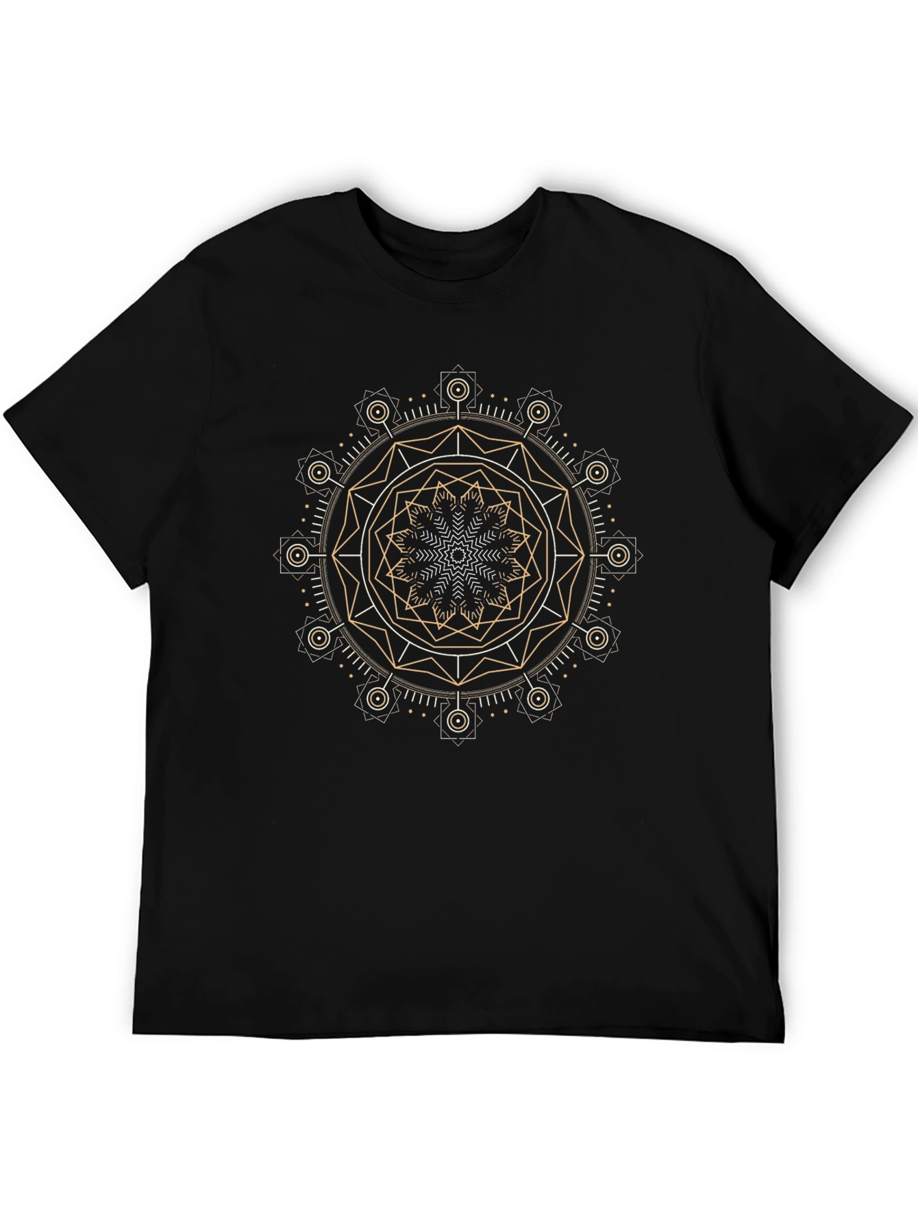 Geometric Mandala Graphic Print Black T-Shirt