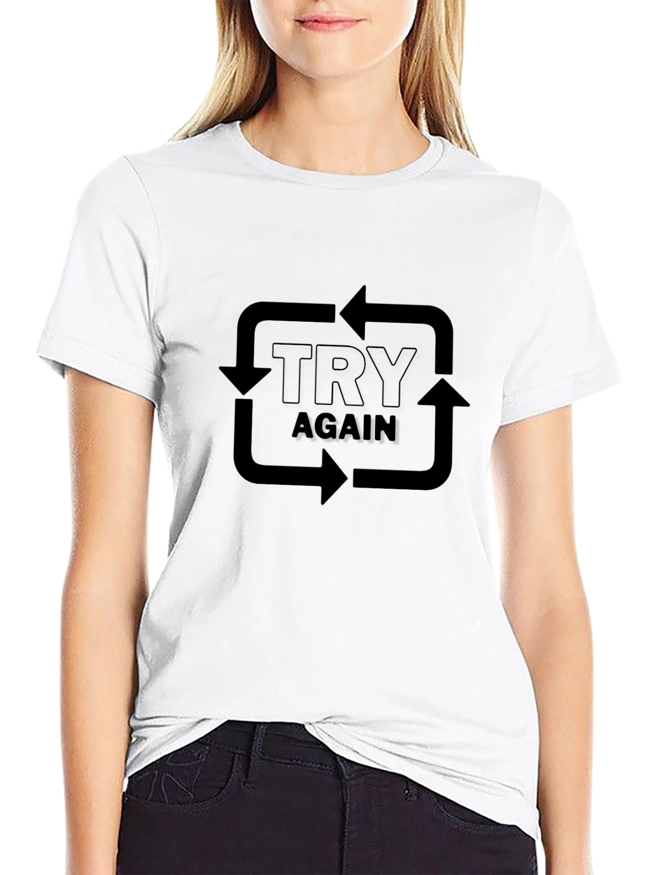Try Again Black Graphic Tee | Motivational Mens T-Shirt