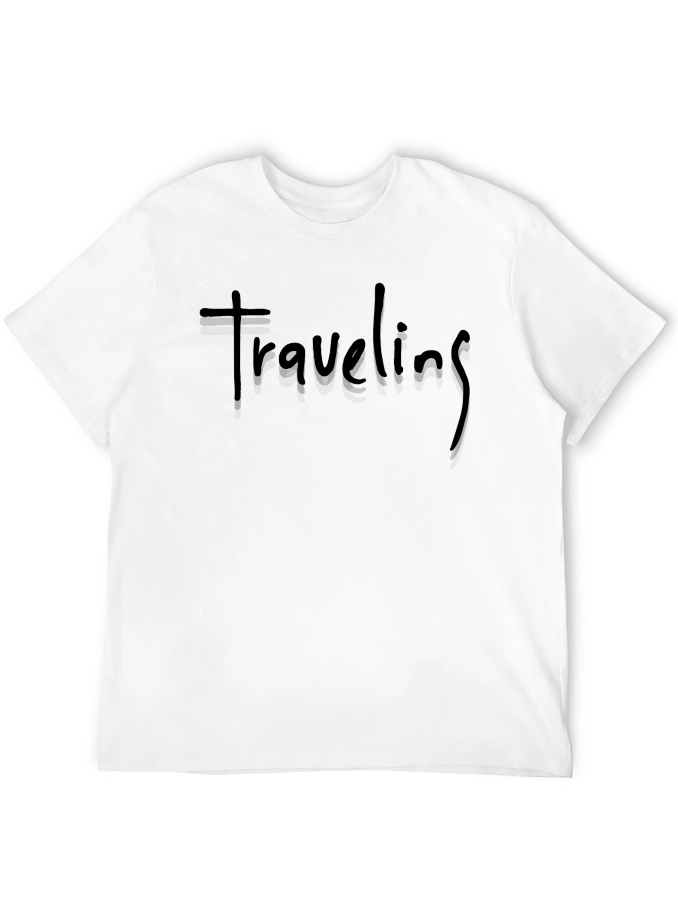 Traveling Black Cotton Crew Neck T-Shirt