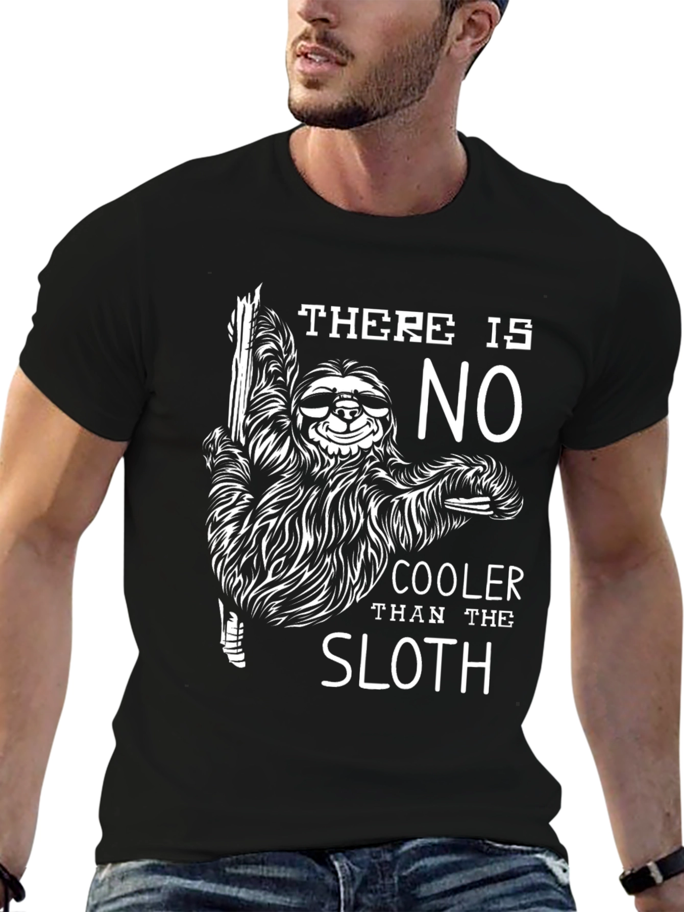 Cool Sloth Graphic Tee - Black Cotton T-Shirt